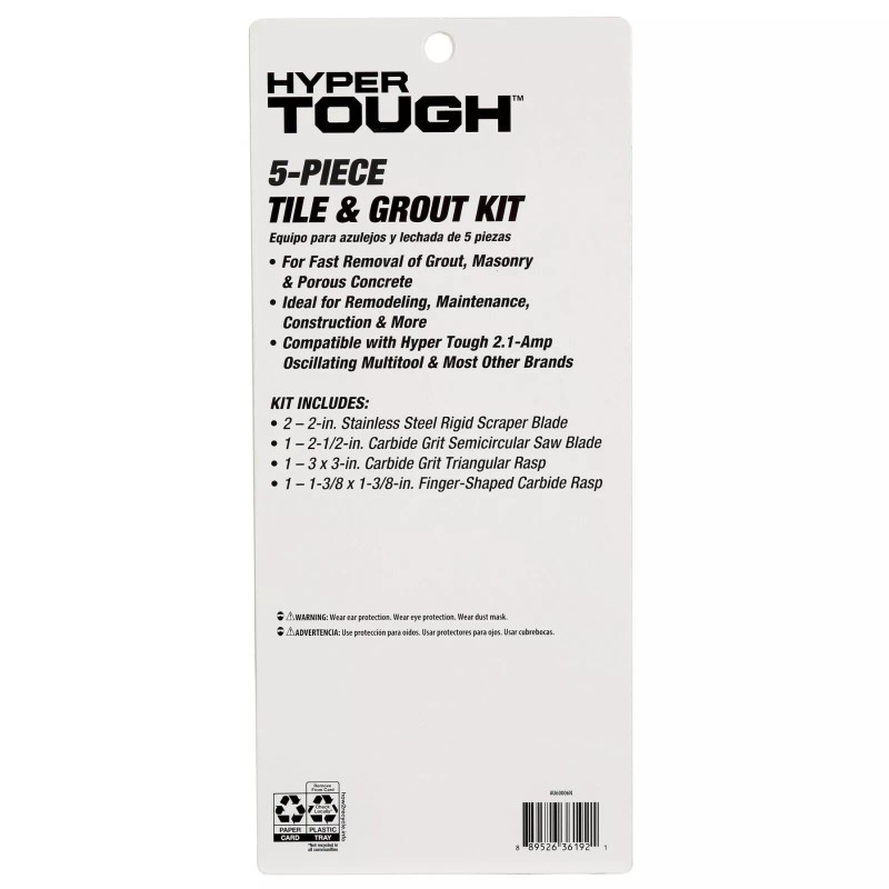 Hyper Tough 5-PCS TILE & GROUT KIT Rigid Scraper Oscillating