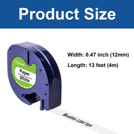 6 x Msudoku 91220 Compatible with Dymo Letratag Label Tape Paper White 12 mm x 4 m Replacement for Dymo Letratag XR Label Tape for LT100H LT110T LT100T QX50 XR XM 200B