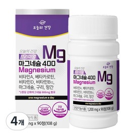 Today's Health Premium Magnesium 400, 90 tablets, 4 pieces / 오늘의건강 프리미엄 마그네슘 400, 90정, 4개