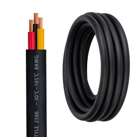 8 Gauge 3 Conductor Electrical Wire 8/3 Wire 26FT 600V 8 AWG 3 Wire Cable for Motor Leads, Portable Lights, Battery Chargers, Machinery, Large Speakers, Etc (8AWG-3C, 26FT)