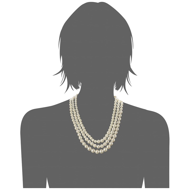 Anne Klein Collar de perlas blancas en tono dorado para