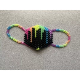 Glow in the Dark Rainbow Drip Black Kandi Surgical Mask