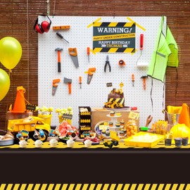 4 Pack Construction Table Cloth Traffic Themed Birthday Decorations Black Racetrack Table Covers for Racing Car Theme Party Decoration Construction Baby Shower Party Supplies