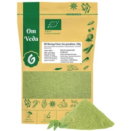 Organic Moringa Powder 500 g | Leaf Powder Moringa Powder | Finely Ground Moringa Oleifera | Organic Certified DE-ÖKO-039 | Moringa Powder | For Smoothies and Tea | OmVeda