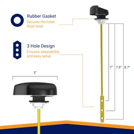 Universal Toilet Handle Lever Replacement - Toilet Flusher Replacement, Side Mount Toilet Tank Lever Fits Most Toilet Tanks - Efficient and Easy to Install Toilet Handle Replacement - Black Finish