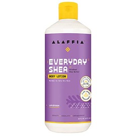 Loción corporal Alaffia EveryDay Shea, lavanda, 16 oz. Loción corporal calmante sin crueldad para piel normal a muy seca. Fabricado con manteca de karité y neem de comercio justo. Sin parabenos, veganos.