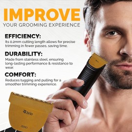 Brio Zero Blade Compatible Beardscape V2 & V1 Trimmers, Cuts Extremely Close at 0.2mm, Stainless Steel Blade Perfect for Super Close Cuts, Creating Tight Lines and Cleaning up Mustaches (Gold)