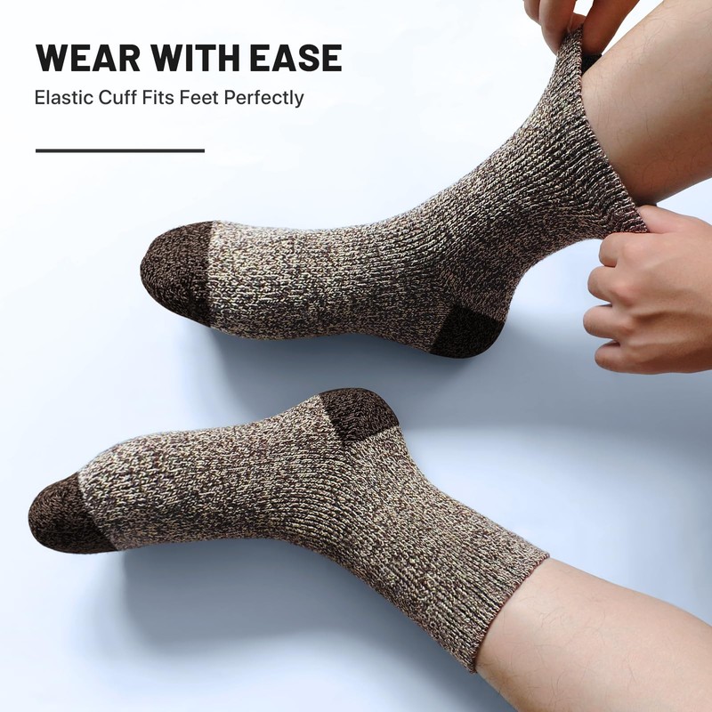 SIMIYA 5 Pairs Merino Wool Socks for Men, Super Thick