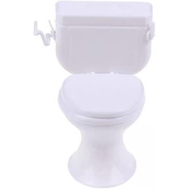 White Dollhouse Furniture Model Bathroom Miniature Toilet for Doll Miniature Bathroom Accessory Furniture, Decorations