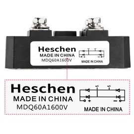 Heschen Single Phase Bridge Rectifier, MDQ-60A, 60A 1600V, Solid Wave, 4 Screw Terminals