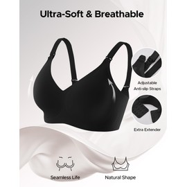 INNERSY Seamless Nursing Bras for Breastfeeding Maternity Bras for Pregnancy Comfortable Bralette(Black, X-Large)