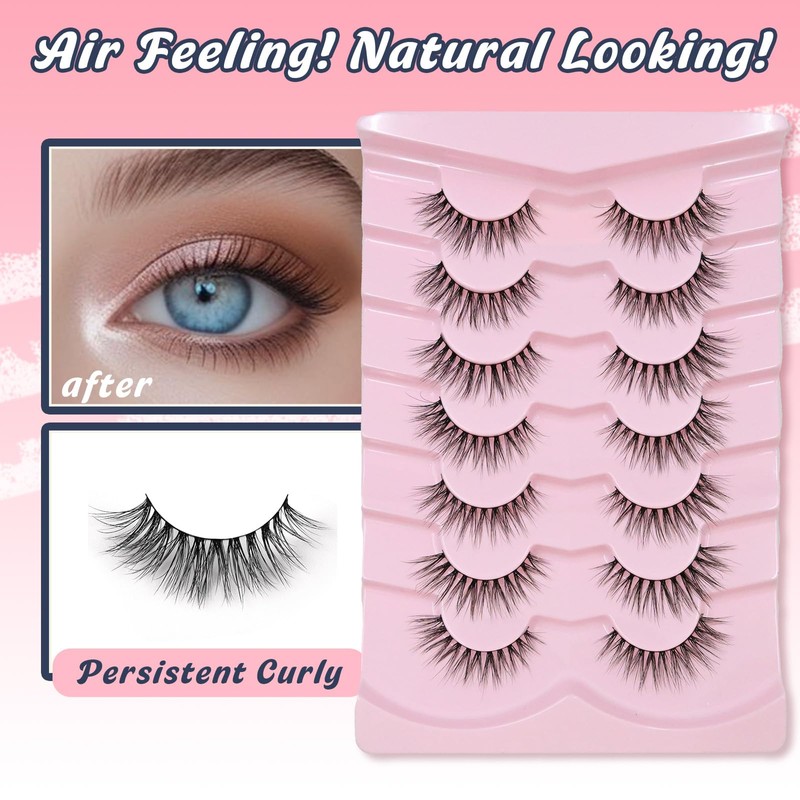 Natural Lashes Cateye False Eyelashes Wispy 12mm Cat Eyelashes Short