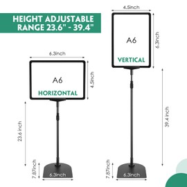 Wesiti 12 Pack Adjustable Poster Stand Holder Floor Standing Display Sign Holder for Advertising Business Menu Stand Vertical and Horizontal View Sign Displayed Black (4.5 x 6.3 Inch)