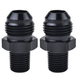 EVIL ENERGY 8AN Male Flare to 1/4" NPT Pipe Fitting Adapter Aluminum Straight Black 2PCS