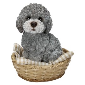 Uvia H24121-2 Bamboo Basket Toy Poodle Gray 12.5 x 10.5 x 14 cm Doll Figure Figurine Animal Garden Decor Realistic Cute Dog Dog Dog