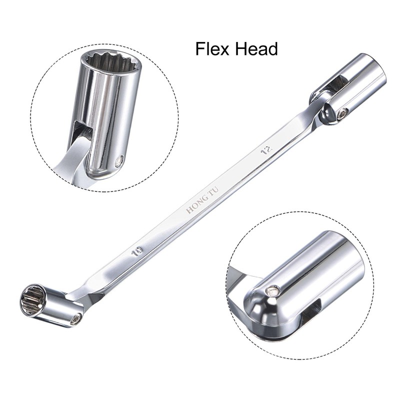 uxcell 12 Point Flexible Head Socket Wrench, 10mm x 12mm