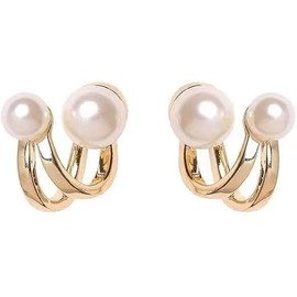 Boho Pearl Hoop Studs Earrings Gold Pearl Wrap Earrings Vintage Retro Pearl Earrings Classic Pearl Earing Everyday Earrings Jewelry Gift for Women