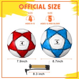 Jenaai 4 Pcs Soccer Ball Bulk with Pump&Bag, Size 5, 7.9 in, 8.7 in, PVC Material, Bright Colors, Suitable for 8-12 Years