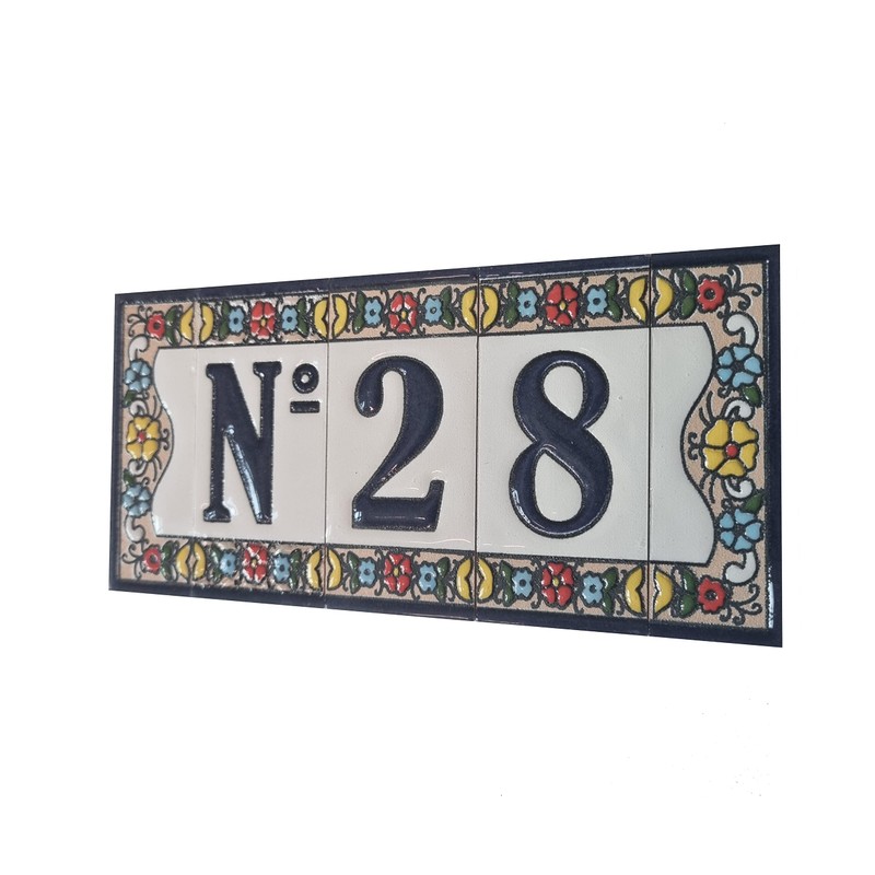 Mini Altea Spanish Ceramic Floral House Number Tiles 7.5 x