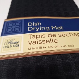 Home Collection Dish Drying Mat 12 x 18 Kitchen Black Basic Glasses Pans Hand Wash Dorm