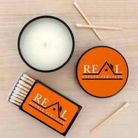Custom Candles, Realtor Swag, Realtor Giveaways, Real Estate Agent Swag, Real Estate Agent Marketing, Custom Candles with Logo, Bulk Candles (Set of 10) (Black Tin)