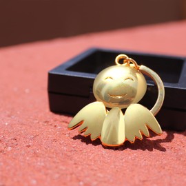 TOOLIN Smile Angel Pewter Keyring & Key Ring, Car Keyring, Charm Keyring for Women and Men, Gift, Show Love/Healing, Light Gold