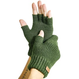 JYUYNY Fingerless Gloves, Fingerless Gloves, Cashmere Gloves, Winter Warm Knitted Gloves, Running, Cycling, Driving for Men and Women, Green