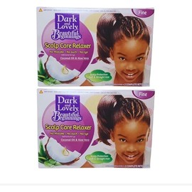 Dark & Lovely Beautiful Beginnings With Coconut & Aloe Scalp Care Relaxer *Fine* x 2 Pack Bundle