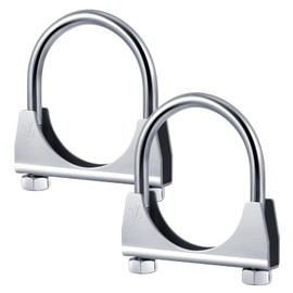 Datanly 2 Pcs 3-1/2" Exhaust Clamp Heavy Duty U-bolt Exhaust Clamp - Saddle Design Muffler Pipe Connector, Tip Hook Clip, Galvanized Iron, Fits 3.5" Od Pipes
