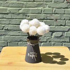 Mandy's 10pcs Milk White Artificial Chrysanthemum Ball Flowers for Home Decoration Wedding and Parties (Vase not Include)
