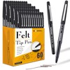 WOSWEL Black Felt Tip Pens - 60 Pack, 0.7mm Medium