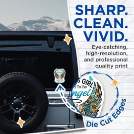 (2 Pack) Daddy's Girl I Used to Be His Angel Stickers - Now He is Mine - I Miss You Dad - 5" On Longest Side - Sticks to Smooth Flat Surfaces - Made in USA - BMCS6123