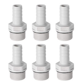 sourcing map Pack of 6 PVC Hose Connectors 12 mm or 15/32 Inch with Barb x 1/2 Inch G Plug Pipe Hose Nozzle Water Connection Extension