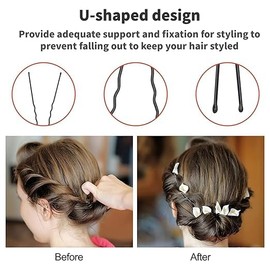 Haarnadeln PKOUVOO 50 Stück U-förmige Haarnadeln 5 cm Metall Haarspange für Frauen Mädchen und Friseursalon (Schwarz)