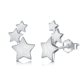 CHIC & ARTSY Star Earrings 925 Sterling Silver Post Stud Earrings for Women | Hypoallergenic Star Climber Stud Earrings
