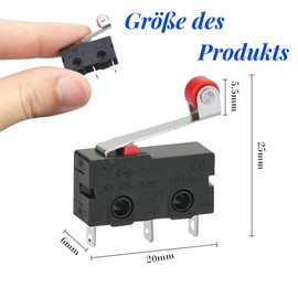 GOLRISEN Pack of 10 Micro Switch Limit Switch with Roller Lever 250 V 5 A SPDT 1NO 1NC Limit Switch Black Mini Miniature Switch Limit Switch 3 Pins for Mechanics Electronic Devices Automatic