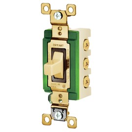 Bryant Electric 3025I Toggle Switch, Double-Pole, Double Throw, Industrial Grade, Back and Side Wired, 30 Amp, 120/277 VAC, Ivory