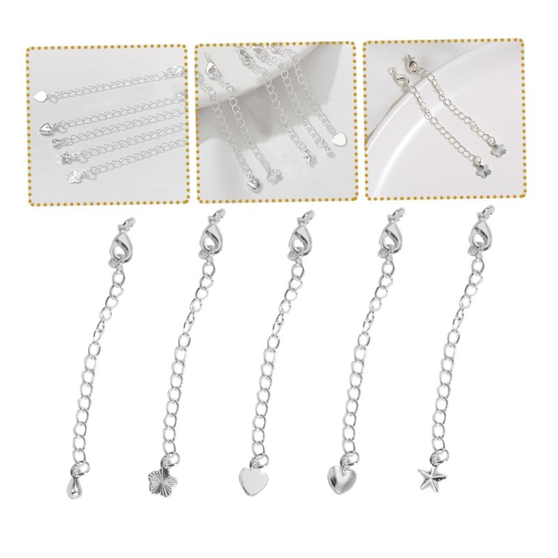 DOITOOL 5Pcs Necklace Chain Extenders Kit Jewelry Extension Chains for
