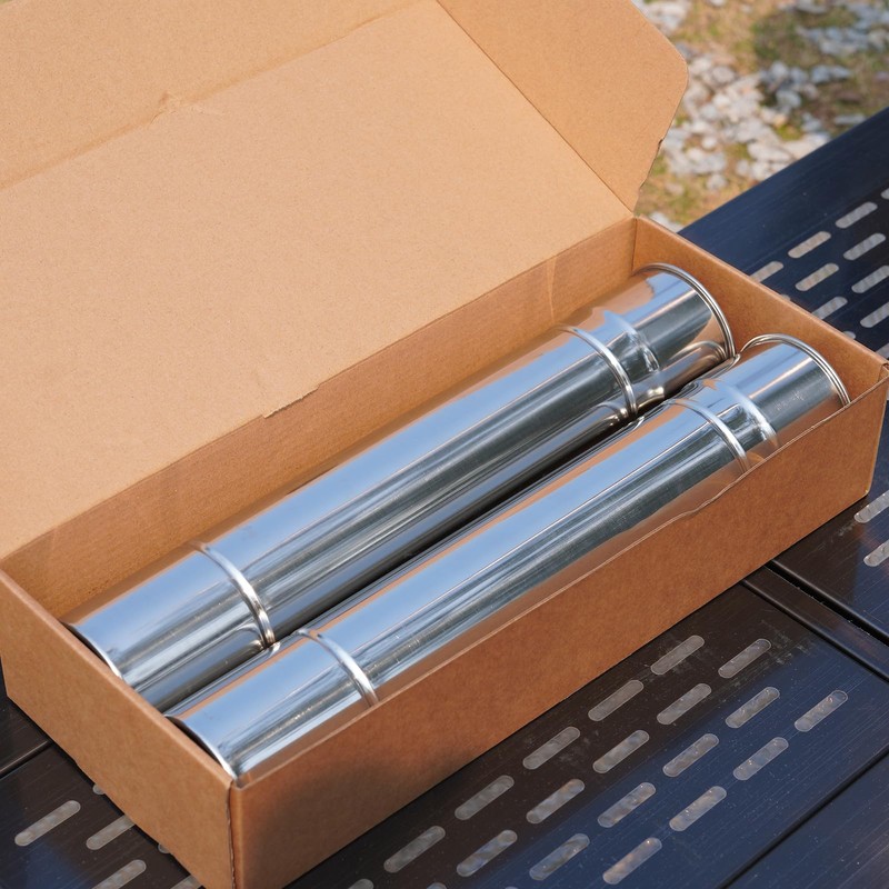 2-Pcs Heavy-Duty Stainless Steel Stove Pipes, 2.75-Inch Diameter, Reinforced Rolled-Edge,