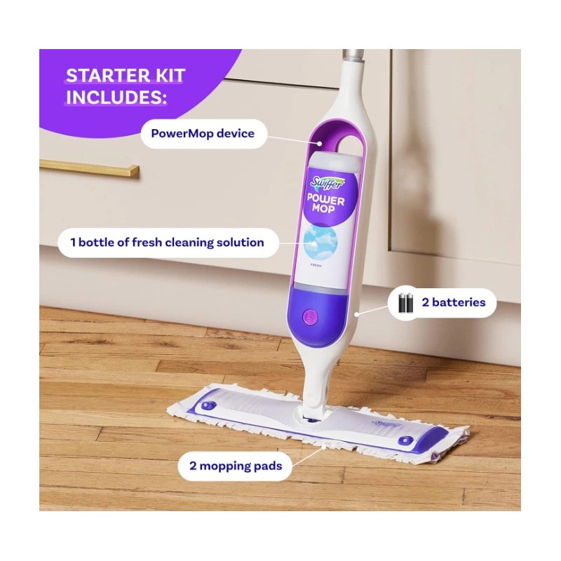 Swiffer PowerMop Kit – Multi-Surface Floor Cleaner with Pads &