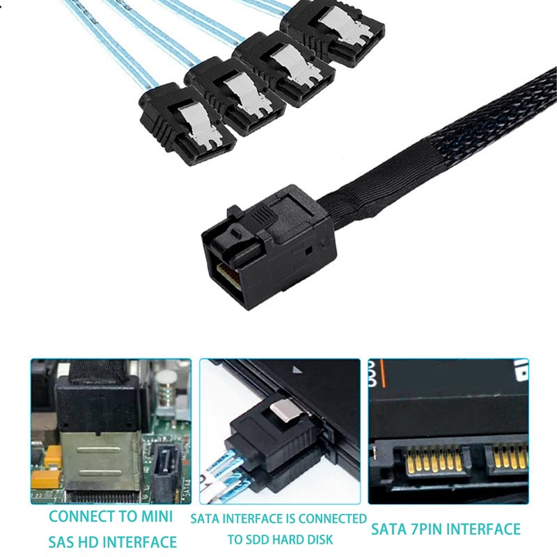 12GBPS Mini SAS HD SFF 8643 to 4 SATA 3.0