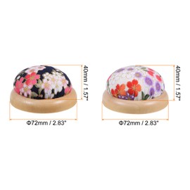 HARFINGTON 2pcs Pin Cushion Wooden Base Japanese Style Round Pincushion