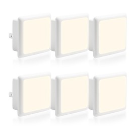 LOHAS LED Night Light Plug in, Dusk to Dawn Sensor Small Wall Light, 5000K Daylight Bright Nightlight Plug into Wall, 0.3W Auto-On/Off Ultra Slim, for Bedroom, Kids, Bathroom, Kitchen, Hallway, 6 Pack
