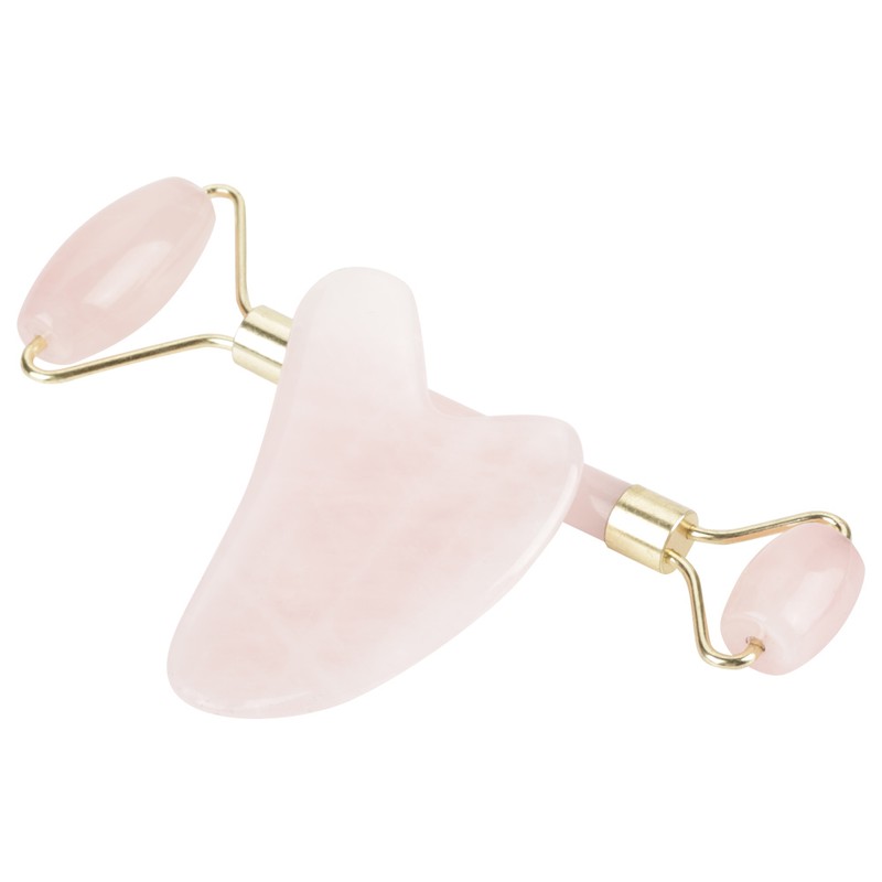 Natural Double Head Rose Quartz Jade Stone Roller & Scrapping