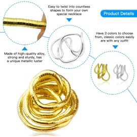 GUOYOU Bendable Snake Necklace Adjustable Punk Snake Choker Multi Purpose Jewelry Snake Chain Snake Necklace for Womens Birthday Gifts Used as Snake Hair Clip Snake Earring Party Accessories (Silver)