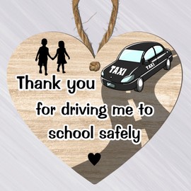 Thank You Taxi Driver Heart Plaque - Child Appreciation "Thank You For Keeping Me Safe" Keepsake School Kids Gift Sign