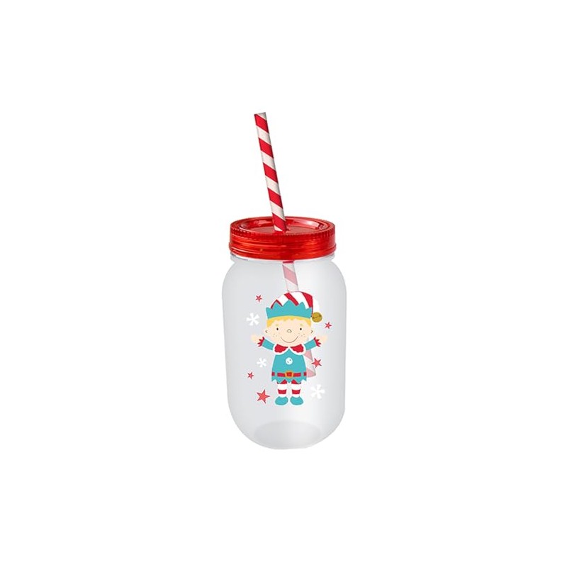 Widdle Gifts Christmas Mason Jar and Straw - Re-useable Sturdy