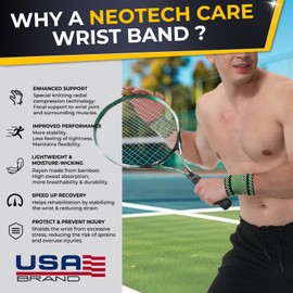 NeoTech Care Wrist Band - Light, Elastic, Men, Women, Right or Left (Green Color, Size S, 1 Unit)