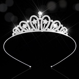 Kilshye Rhinestone Princess Tiara Silver Star Tiaras Crystal Birthday Headband for Girls (Silver, Free Size)