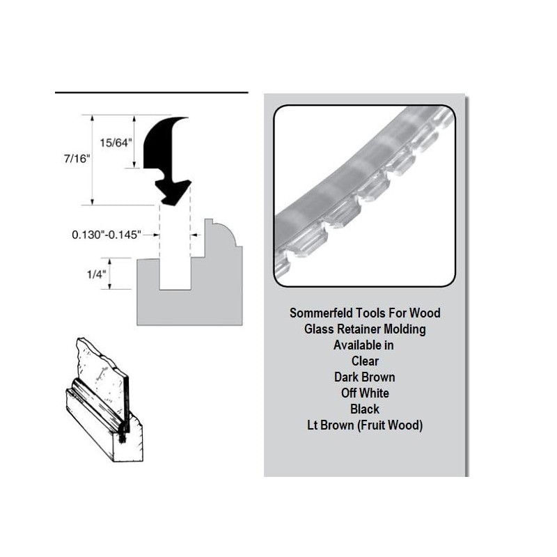 Sommerfeld's Clear Rubber Glass Retainer for Glass Cabinet Rail &